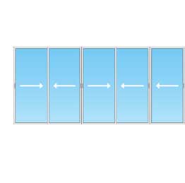 Пятистворчатая рама для балкона из алюминий 600×140 Schuco